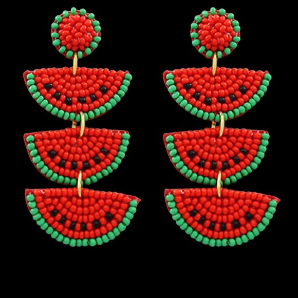 4th of July Earrings 3-Tier Watermelon Viola NWT - Picture 1 of 2